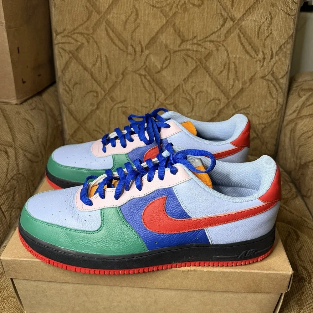 Nike Men's 14 Air Force 1 Low Blue Green Nike By You Custom Shoes DV3892-900